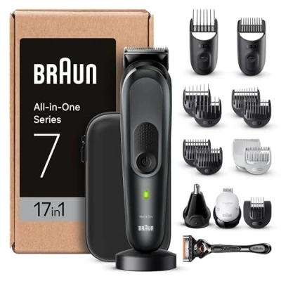 Obrázek Braun All in One Bartpflege Bodygroomer Set, 17 1 Barttrimmer/Bartschneider, Trimmer/Haarschneider Herren, Haarschneidemaschine, 100 Min. kabellose Laufzeit, MGK7491