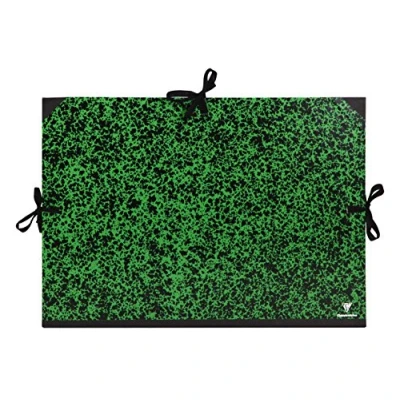 Obrázek Clairefontaine 31100C desky na kreslení Annonay, s pásky bez vnitřních klapek, zadní strana 30 mm, DIN A4, vnitřní rozměry: 24 x 32 cm, vnější 26 33 zelená mramorovaná 1 kus
