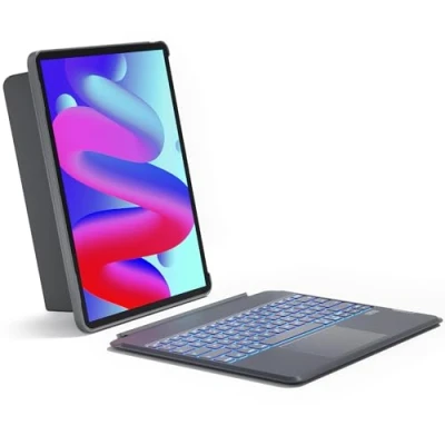 Obrázek Inateck Pouzdro na klávesnici kompatibilní s ipad Air 13 palců (2024), Pro 12,9 6/5/4/3 Gen, stojan výšku/na šířku, odnímatelný Touchpad se 7barevným podsvícením, rozložení qwertz,
