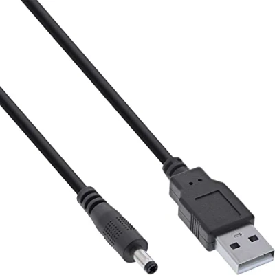 Obrázek InLine® USB DC napájecí adaptér, A konektor na 4,0 x 1,70 mm dutý konektor, černý, 1 m
