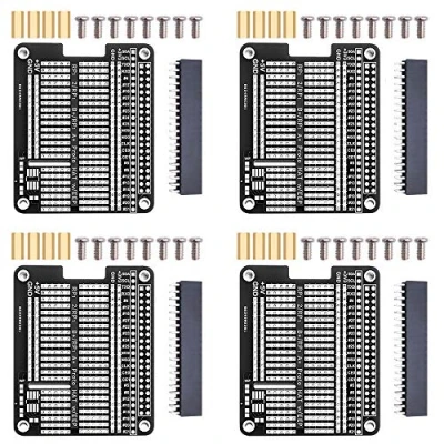 Obrázek GeeekPi 4x Prototype Breakout DIY Breadboard PCB Shield Board Kit für Raspberry Pi 4 3 2 B+ A+ (Schwarz)