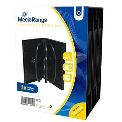 Obrázek MediaRange Pouzdro na DVD pro 8 disků, 27 mm, černá, balení 3 ks
