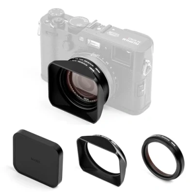 Obrázek NiSi Sada UV filtrů pro FUJI FUJIFILM X100VI / X100V X100T X100S X100F X100 série vč. filtru s redukčním kroužkem 49 mm, obdélníková sluneční clona a kryt objektivu (černý)
