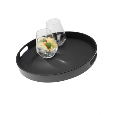 Obrázek APS Podnos &quot;Bistro&quot;, servírovací podnos, černý melaminový protiskluzový, se 2 úchopnými prohlubněmi a stohovacím okrajem, 35,5 x cm, výška, 5