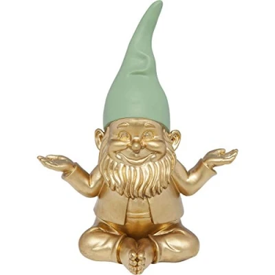 Obrázek Kare Designová dekorativní figurka trpasličí meditace, zlatá/zelená, dekorační předmět, dekorace pro zahradu, obývací pokoj, ložnici, kancelář, regály, zahradní trpaslík, doplňky, 19 x 15 10 cm