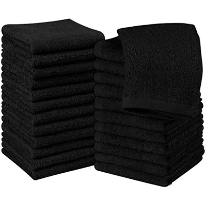 Obrázek Utopia Towels 24 ks mýdlových kapesníků, 30 x cm se závěsnými poutky, savé žínky na otření a čištění obličeje ze 100% bavlny (černé)