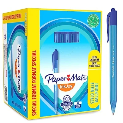 Obrázek Paper Mate InkJoy 100RT Retractable kuličkové pero střední špička (1,0 mm) modrá 100 kusů