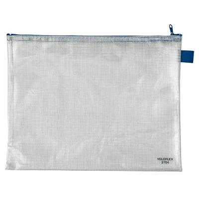 Obrázek VELOFLEX 2704000 Kapsa na zip DIN A4 sáček taška dokumenty PVC vyztužená tkaninou transparentní, 1 kus