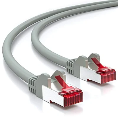 Obrázek deleyCON 3,0m CAT6 propojovací kabel S/FTP PIMF Stínění CAT 6 RJ45 síťový Ethernet LAN DSL Switch Router Modem Access Point Patchfelder šedý