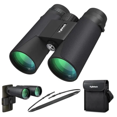 Obrázek Kylietech dalekohled 12 x 42 HD Kompaktní vodotěsný pro pozorování ptáků, lov, turistiku, památek, čočka FMC polní vykrajovátko vč. tašky, popruhu a adaptéru na chytrý telefon