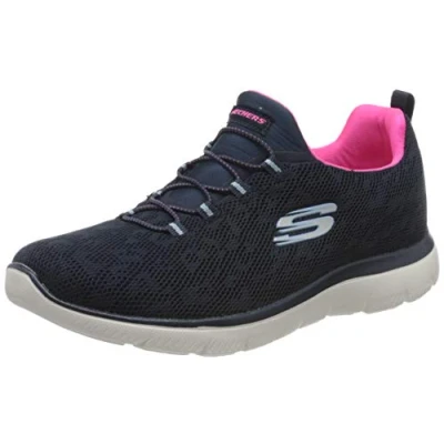 Obrázek Skechers Damen Summits Leopard Spot Sportschuhe, Navy Mesh Hot Pink Trim, 38 EU