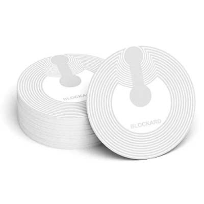 Obrázek NFC tag nalepka (10 ks) samolepici typu NTAG216 s 888 bajtu pameti. prumer 25mm. lze zapisovat. pracuje se vsemi aplikacemi Android Smartphone Pobliz oblasti komunikace znacky / stitky