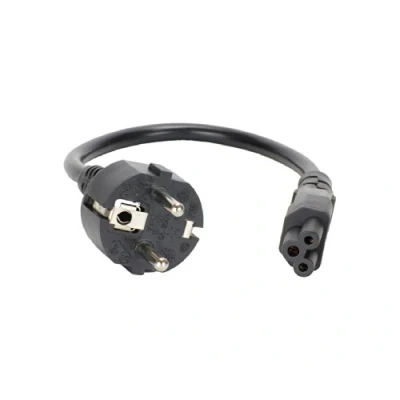Obrázek shortix krátký napájecí kabel/síťový kabel (ochranný kontakt zástrčka CEE 7/4 na čtyřlístkové bucse IEC 320 C5). 30cm