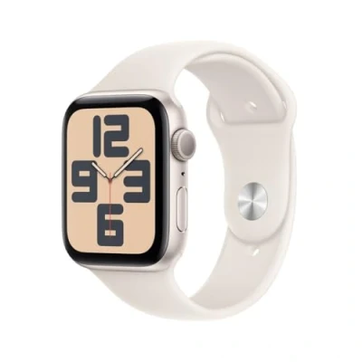 Obrázek Apple Watch SE 2024 44mm Zlatá (Béžový Silikonový Náramek M/L)