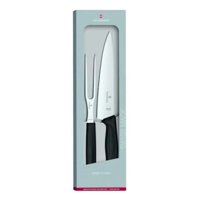 Obrázek Victorinox, Swiss Classic, profesionální porcovací sada, 2dílná, extra ostrá čepel, robustní plastová rukojeť, Made, černá