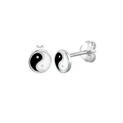 Obrázek Elli Náušnice Yin Yang 925 sterlingové stříbro, Mincovní Bez