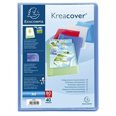Obrázek Exacompta 5749E 1 Kreacover Chromaline obal na dokumenty 40 hladkých křišťálových obalů 80 pohledů pro A4 rozměry 24 x 32 cm polotuhá deka PolyPro 5 náhodných barev