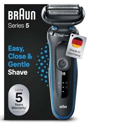 Obrázek Braun Elektrický holicí strojek Series 5, pánský EasyClean, mokrý a suchý, dárek pro muže, Made in Germany, 51 B1000s, modrý