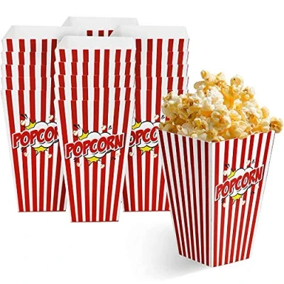 Obrázek MATANA 50 velkých sáčků na popcorn retrostyle pro dětské party a filmové večery, narozeniny, stroj popcorn, přenocování, kino, sáčky 17 x 9 cm stabilní snadno se skládají