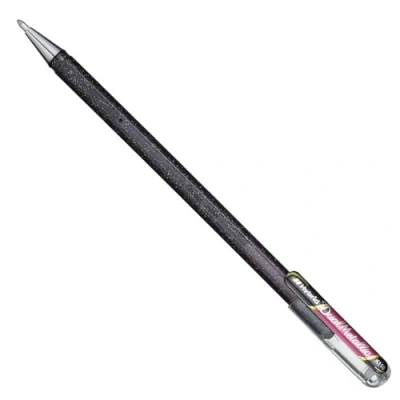 Obrázek Pentel K110 DAX Dual Metallic Hybrid Gel Roller, třpytivý gel, 1 kus, černá/červená 2 různé barevné efekty na světlém/tmavém papíře černá + metalická červená