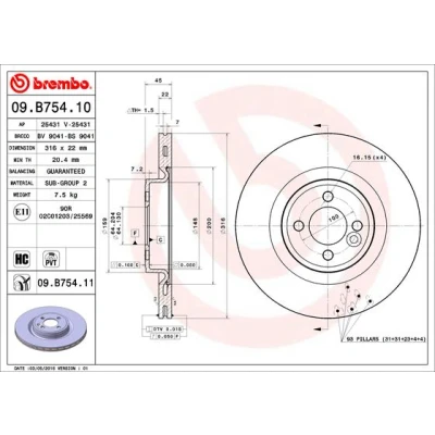 Obrázek Brzdový kotouč BREMBO 09.B754.11