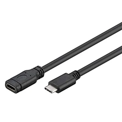 Obrázek PremiumCord Prodlužovací kabel USB C 3.1 m, datový SuperSpeed až 5 Gbit/s, nabíjecí kabel, generace 1 typ zdířka na zástrčku, barva černá, délka m