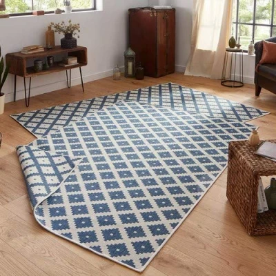 Obrázek NORTHRUGS Vnitřní a venkovní koberec Nice 120 x 170 cm otočný odolný proti povětrnostním vlivům, moderní geometrický vzor na balkon, terasu, zahradu, zimní kuchyň, do