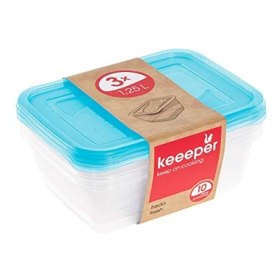 Obrázek keeeper 3dílná sada dóz na uchovávání potravin, 3 x 1,25 l, 20,5 15,5 6,5 cm, Fredo Fresh, modrá průhledná
