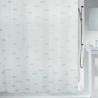 Obrázek Spirella Sprchový závěs proti plísním antibakteriální, omyvatelný, vodotěsný, polyester, &quot;Kos&quot; 180 x 200 cm, bílý