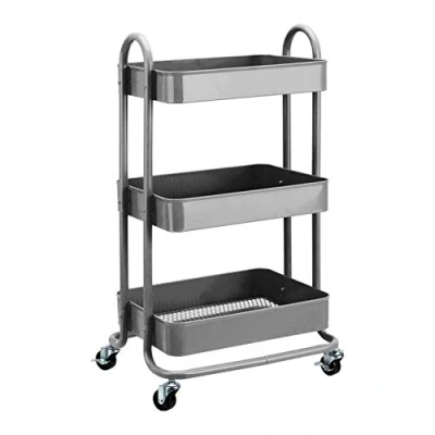 Obrázek Amazon Basics vozík na nářadí nebo kuchyňský vozík, 3 úrovně, kov, antracitová barva
