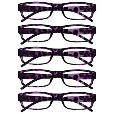 Obrázek The Reading Glasses Company firemní brýle na čtení fialové želvoviny hodnota 5 kusů lehké pánské dámské RRRRR32 +2,00
