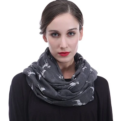 Obrázek Lina &amp; Lily Dámská Loop šála kulatá bulteriér pes 180cm x 90cm Šedá