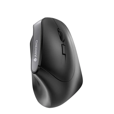 Obrázek CHERRY MW 4500, ergonomická vertikální myš pro praváky, bezdrátová (2,4 GHz rádio), 3stupňově nastavitelné rozlišení až 1200 dpi, provoz na baterie, černá