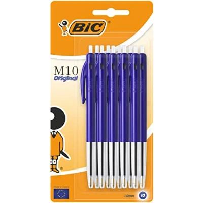 Obrázek BIC M10 Clic Kugelschreiber, M Spitze, Blau, 10 Stück