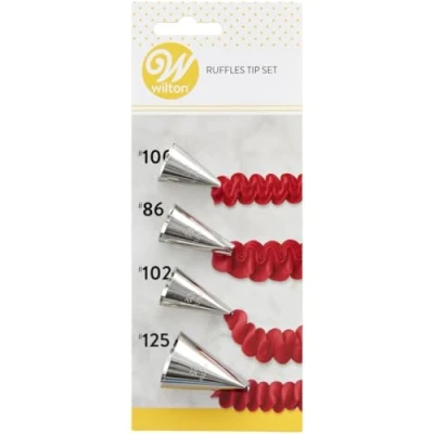 Obrázek Wilton Sada zdobítek Large #10, #12, #21, #32, ušlechtilá ocel hubička na zdobicí sáčky, opakovaně použitelná pro zdobení koláčů cupcakes, vhodné do myčky nádobí, dekorace