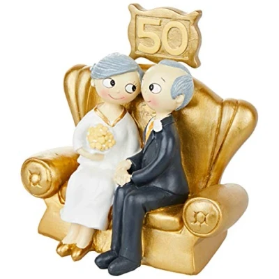 Obrázek Mopec Pop&amp;Fun figurka na dort zlatá svatba, 16 x 16,5 cm, akryl, zlato, jednotná velikost