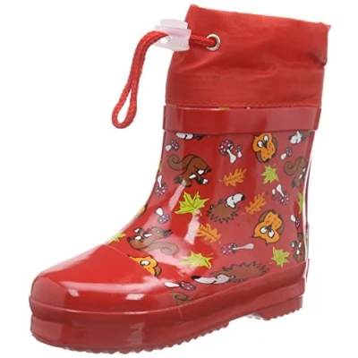 Obrázek Playshoes Unisex dětské krátké lesní zvířata z přírodního kaučuku s podšívkou gumové holínky, červená