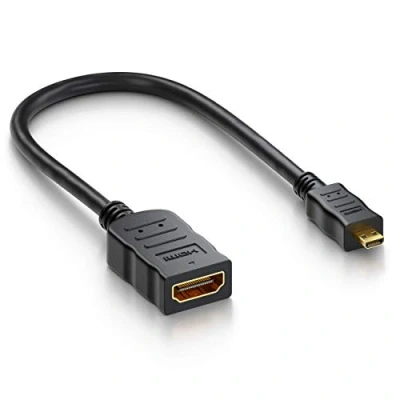 Obrázek deleyCON Micro HDMI Adaptér Kabel Portsaver konektor na zdířku Audio Video přenos 4K UHD 2160p Full HD 1080p