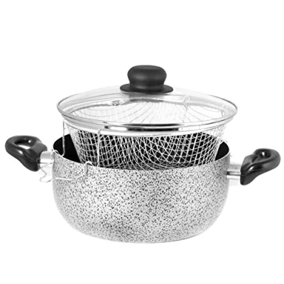 Obrázek Home Salt N &#039;pepper Fritteuse nepřilnavá s víkem, hliník, černá/šedá, 24 cm