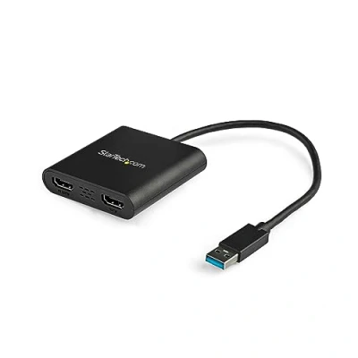 Obrázek StarTech.com USB 3.0 na duální HDMI adaptér 1x 4K 30Hz A 1080p Externí video grafická karta monitor podporuje pouze Windows černá (USB32HD2)