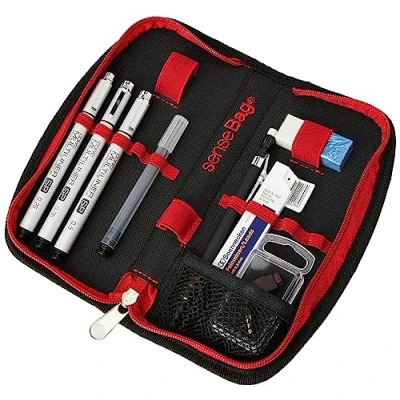 Obrázek Multiliner SP, 20dílná College sada A, praktická se 3 multilinery, doplňovací patrona, adaptér pro kružítko, mechanická tužka vč. tuhy a mazací gumy