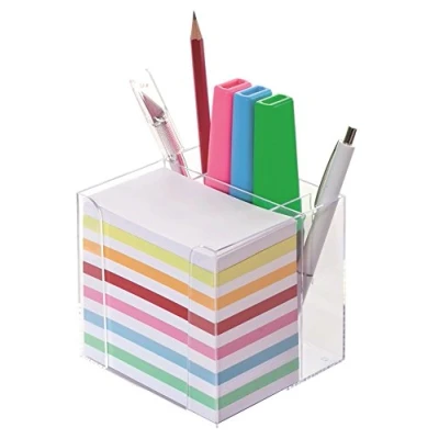 Obrázek Wedo 270266916 krabička na lístky (s držákem tužky, 9,5 x cm) plast vyplněný průhledný, cca 700 listů 5,5 9 cm), bílý