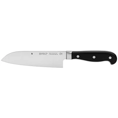 Obrázek WMF Nůž Santoku Spitzenklasse Plus, délka 30 cm, čepele 16 Performance Cut, Made in Germany, speciální kované ostří, bezespárá nýtovaná rukojeť z umělé hmoty, č. položky: 1892306032