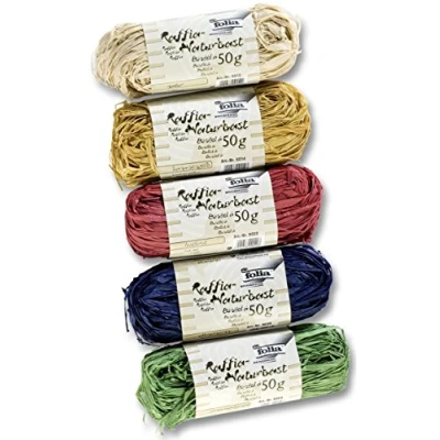 Obrázek folia 901009 Raffia Naturbast, 5 svazků po 50 g, barevně tříděné ideální pro kutilství nebo vyšívání, kytice a jiné floristické práce