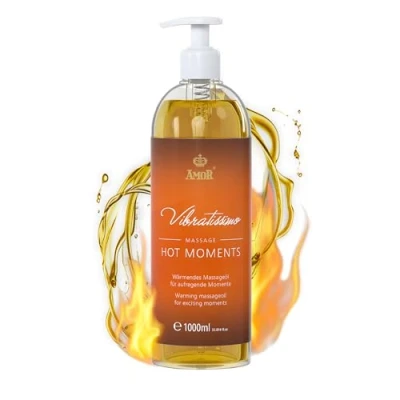 Obrázek Vibratissimo Hot Moments 1000 ml masážní olej zahřívací zážitek stimulující oleje, uvolnění pro páry a lubrikační