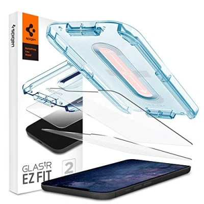 Obrázek Spigen EZ FIT Tvrzené Sklo Čirá Ochrana Obrazovky s Montážním Rámem Apple iPhone 12 Mini 2 balení