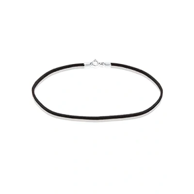 Obrázek Elli Dámský náhrdelník Choker Basic Trend s velurovou kůží černý ze sterlingového stříbra 925, Kůže, Bez