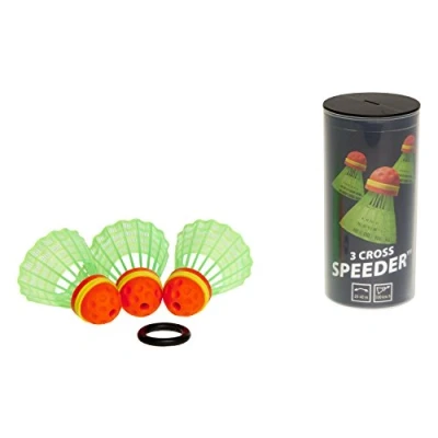 Obrázek Speedminton Sport 3 ks Speeder Cross Tube míče, červená/zelená, jednotná velikost EU