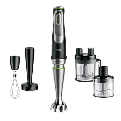 Obrázek Braun MultiQuick 9 MQ 9187XLI tyčový mixér 5 v 1 s nástavcem na kuchyňské roboty, drtič, šťouchadlo brambory a zeleninu metlička, plynulé nastavení rychlosti, 1200 W, černá/ušlechtilá ocel