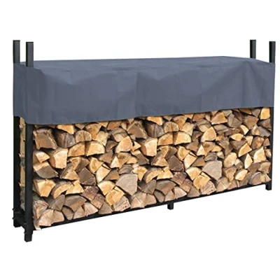 Obrázek QUICK STAR Kovový regál na krbové dřevo antracit 200 x 25 115 cm zahradní stojan 0,8 m3 / 1,3 SRM stohovací pomůcka s ochranným obalem šedá